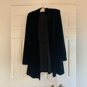 Isaac Mizrahi Live black velvet open cardigan.